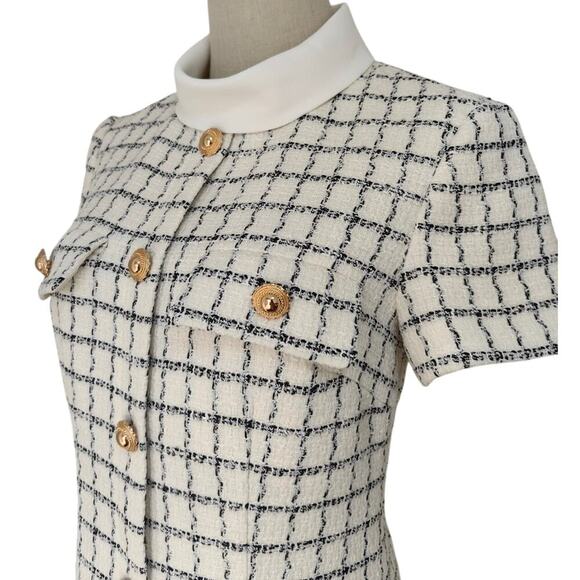 Self Portrait Check Boucle Mini Dress US 4 - Picture 8 of 11
